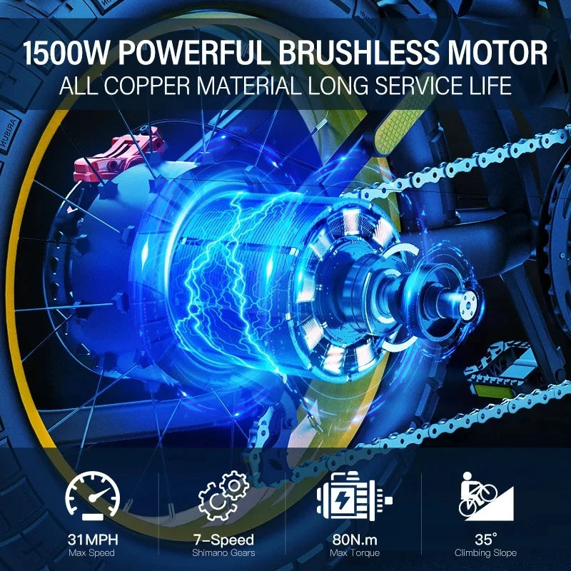CT20 Electric Cycle 48V 25AH Lithium Battery Adult Mountain Ebike 2000W Mountain Electric Men'S Moped Road E Trucks