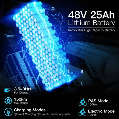 CT20 Electric Cycle 48V 25AH Lithium Battery Adult Mountain Ebike 2000W Mountain Electric Men'S Moped Road E Trucks