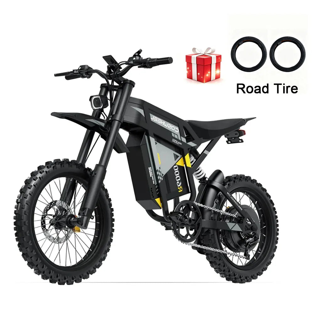 R6000 Adult Electric Bike 7000W 60V30Ah Battery Mountain All-Terrain Motorcycle 17'S Tires Fat Tire E-Bike